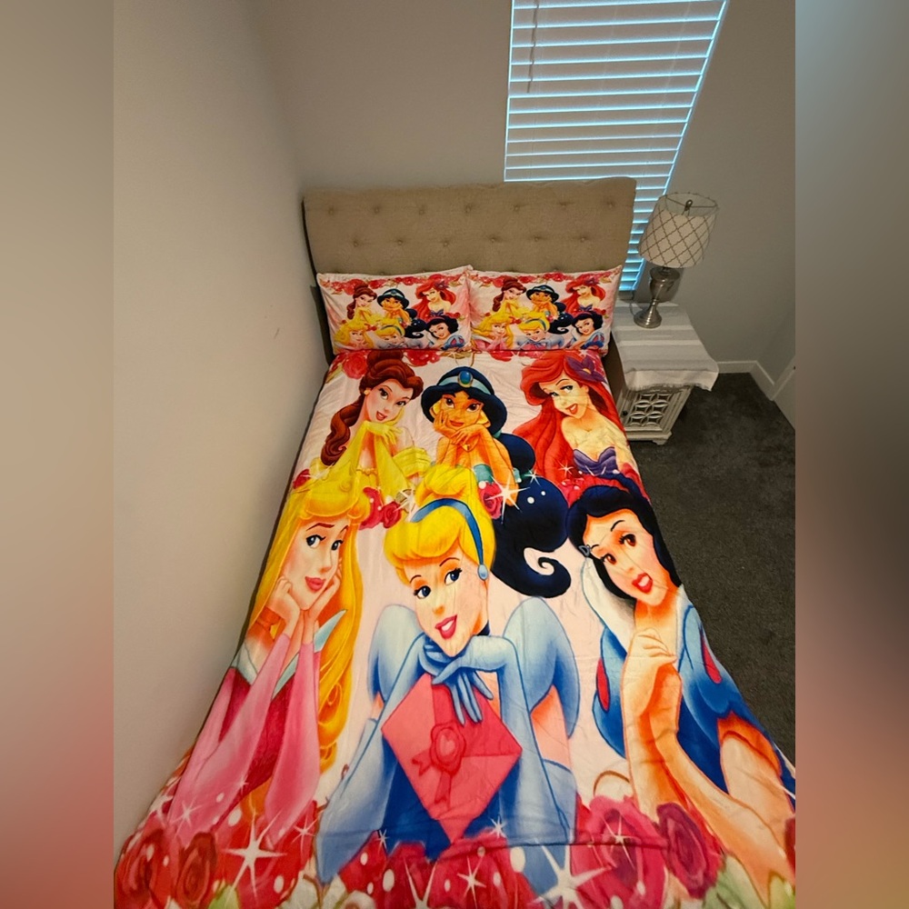 Disney Princess King Size Duvet & Pillow Covers Bedding Set - Multicolor